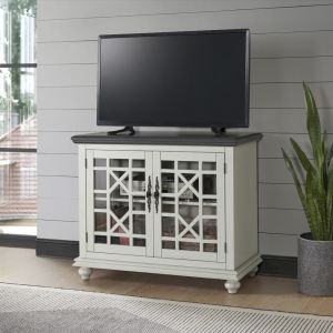 Martin Svensson Home -  Elegant Small Spaces TV Stand, White with Grey Top - 91039