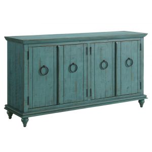 Martin Svensson Home -  Garden District Solid Wood TV Stand, Rustic Turquoise - 909181