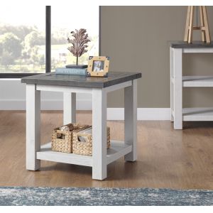 Martin Svensson Home -  Space Saver Solid Wood End Table, White Stain and Grey - 899935