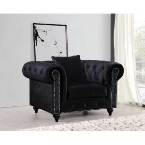 Meridian Furniture - Chesterfield Black Velvet Chair - 662BL-C