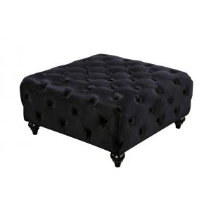 Meridian Furniture - Chesterfield Black Velvet Ottoman - 662BL-Ott