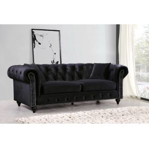 Meridian Furniture - Chesterfield Black Velvet Sofa - 662BL-S