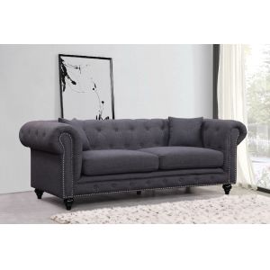 Meridian Furniture - Chesterfield Grey Linen Sofa - 662GRY-S