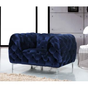 Meridian Furniture - Mercer Navy Velvet Chair - 646Navy-C