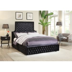 Meridian Furniture - Sedona Black Velvet Queen Bed - SedonaBlack-Q