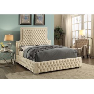 Meridian Furniture - Sedona Cream Velvet Queen Bed - SedonaCream-Q