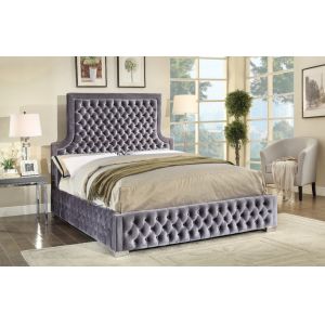 Meridian Furniture - Sedona Grey Velvet Queen Bed - SedonaGrey-Q