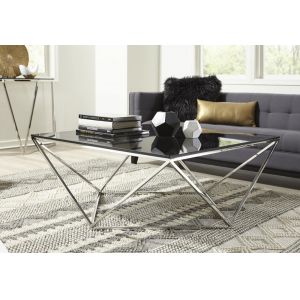 Modus Furniture - Aria Smoked Glass and Polished Stainless Steel Coffee Table - 4VG521