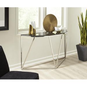 Modus Furniture - Aria Smoked Glass and Polished Stainless Steel Console Table - 4VG523