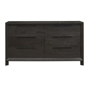 Modus Furniture - Chloe Solid Wood Six-Drawer Dresser in Basalt Grey - 3JU582
