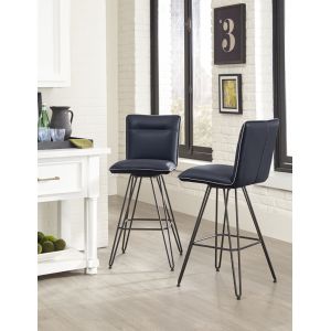 Modus Furniture - Demi Hairpin Leg Swivel Bar Stool in Cobalt - (Set of 2) - 9LE868D