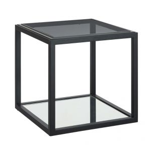 Modus Furniture - Ellis Smoked Glass and Stainless Steel End Table - 9HQ422