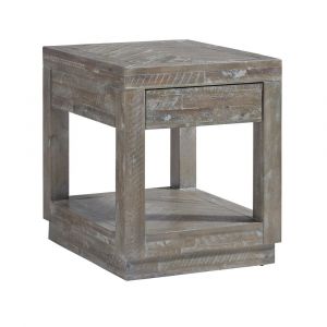 Modus Furniture - Herringbone Solid Wood One Drawer End Table in Rustic Latte - 5QS322