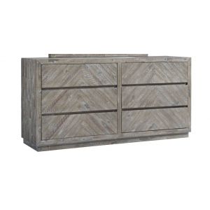 Modus Furniture - Herringbone Solid Wood Six Drawer Dresser in Rustic Latte - 5QS382