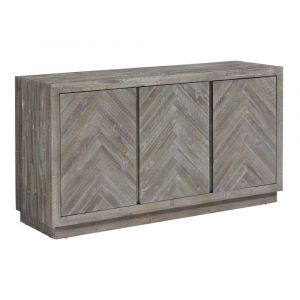 Modus Furniture - Herringbone Solid Wood Three Door Sideboard in Rustic Latte - 5QS378