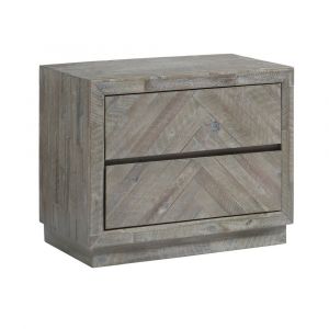 Modus Furniture - Herringbone Solid Wood Two Drawer Nightstand in Rustic Latte - 5QS381