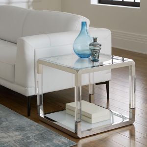 Modus Furniture - Jasper End Table in Acrylic/White Glass/PSS - 8YW422