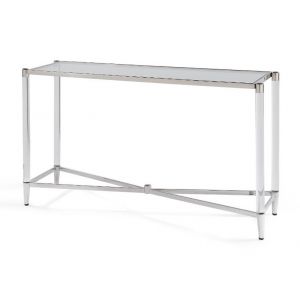 Modus Furniture - Marilyn Glass Top and Steel Base Rectangular Console Table - 4RV223