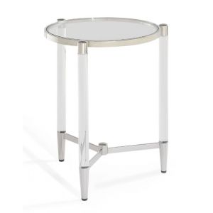 Modus Furniture - Marilyn Glass Top and Steel Base Round End Table - 4RV222