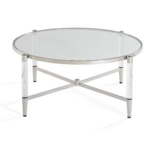 Modus Furniture - Marilyn Glass Top and Steel Base Round Coffee Table - 4RV221