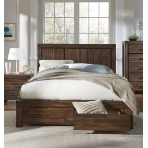 Modus Furniture - Meadow Full-size Solid Wood Footboard Storage Bed in Brick Brown - 3F41D4