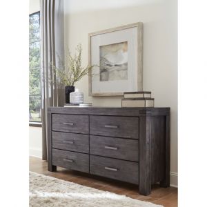 Modus Furniture - Meadow Six Drawer Solid Wood Dresser in Graphite - 3FT382