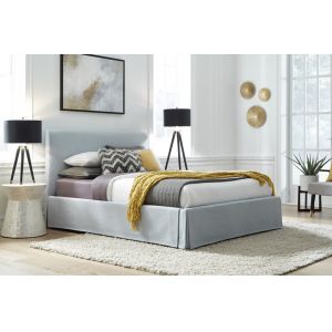 Modus Furniture - Shelby California King-Size Upholstered Skirted Panel Bed in Sky - CB54H64