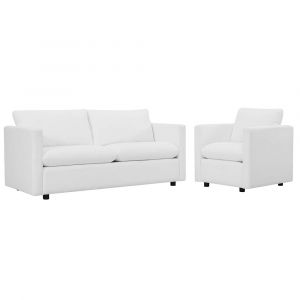 Modway - Activate Upholstered Fabric Sofa and Armchair Set - EEI-4045-WHI-SET