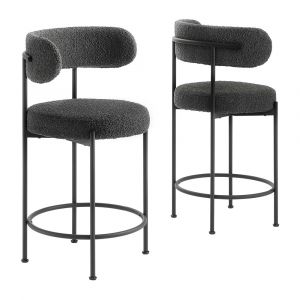 Modway - Albie Boucle Fabric Counter Stools - (Set of 2) - EEI-6518-CHA-BLK
