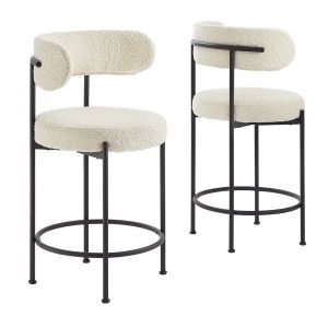 Modway - Albie Boucle Fabric Counter Stools - (Set of 2) - EEI-6518-IVO-BLK