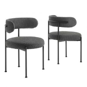 Modway - Albie Boucle Fabric Dining Chairs - (Set of 2) - EEI-6516-CHA-BLK