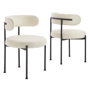Modway - Albie Boucle Fabric Dining Chairs - (Set of 2) - EEI-6516-IVO-BLK