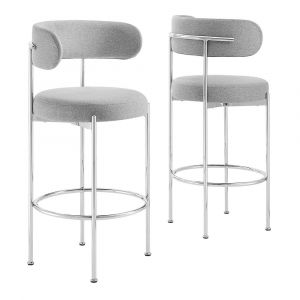 Modway - Albie Fabric Bar Stools - (Set of 2) - EEI-6521-GRY-SLV