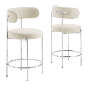 Modway - Albie Fabric Counter Stools - (Set of 2) - EEI-6519-BEI-SLV