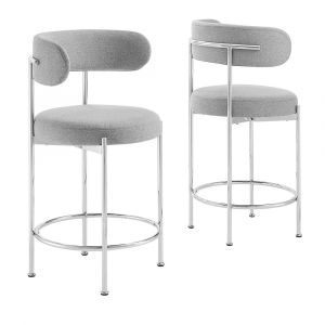 Modway - Albie Fabric Counter Stools - (Set of 2) - EEI-6519-GRY-SLV