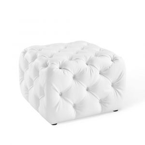 Modway - Amour Tufted Button Square Faux Leather Ottoman - EEI-3775-WHI