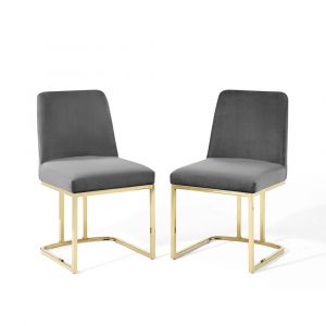 Modway - Amplify Sled Base Performance Velvet Dining Chairs - (Set of 2) - EEI-5569-GLD-GRY