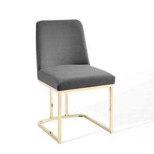Modway - Amplify Sled Base Performance Velvet Dining Side Chair - EEI-3810-GLD-GRY