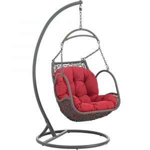 Modway - Arbor Outdoor Patio Wood Swing Chair - EEI-2279-RED-SET
