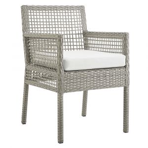Modway - Aura Outdoor Patio Wicker Rattan Dining Armchair - EEI-2920-GRY-WHI