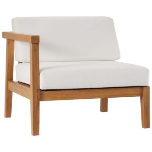 Modway - Bayport Outdoor Patio Teak Wood Left-Arm Chair - EEI-4128-NAT-WHI