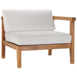 Modway - Bayport Outdoor Patio Teak Wood Right-Arm Chair - EEI-4129-NAT-WHI
