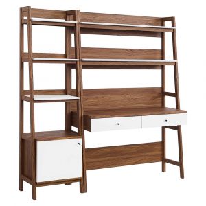 Modway - Bixby 2-Piece Wood Office Desk and Bookshelf - EEI-6111-WAL-WHI
