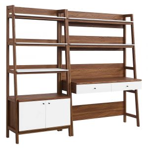 Modway - Bixby 2-Piece Wood Office Desk and Bookshelf - EEI-6112-WAL-WHI