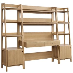 Modway - Bixby 3-Piece Wood Office Desk and Bookshelf in Oak - EEI-6114-OAK