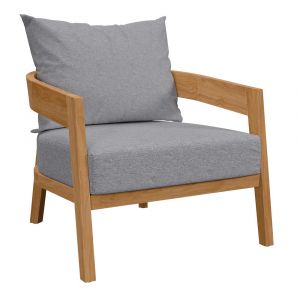Modway - Brisbane Teak Wood Outdoor Patio Armchair - EEI-5602-NAT-GRY