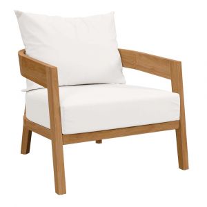 Modway - Brisbane Teak Wood Outdoor Patio Armchair - EEI-5602-NAT-WHI