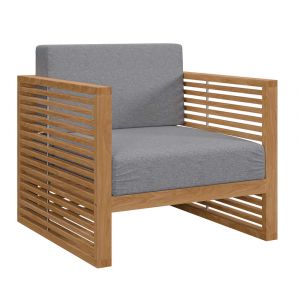 Modway - Carlsbad Teak Wood Outdoor Patio Armchair - EEI-5606-NAT-GRY