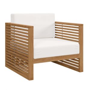 Modway - Carlsbad Teak Wood Outdoor Patio Armchair - EEI-5606-NAT-WHI