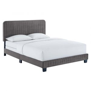 Modway - Celine Channel Tufted Performance Velvet Queen Bed - MOD-6330-GRY